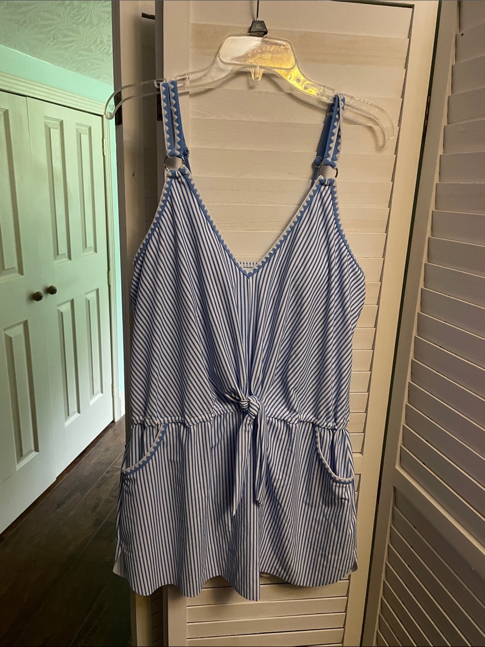 Blue & White Striped Girls' One-Piece Romper - Lightweight Summer Style